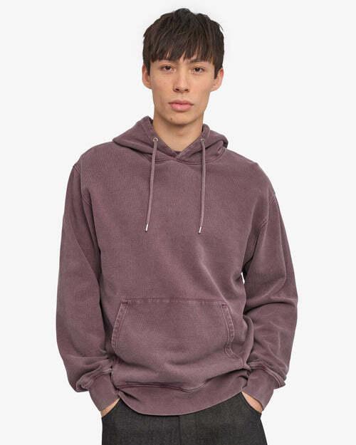 Colorful Standard Classic Organic Hoodie Herren Faded Grape am Model – Vorderansicht